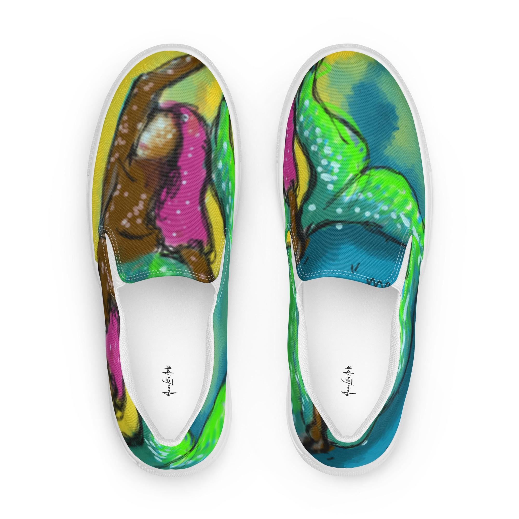 Womens Canvas Slip-On Shoes | Original Mermaid Art Design | Colorful Ocean-Inspired Sneakers